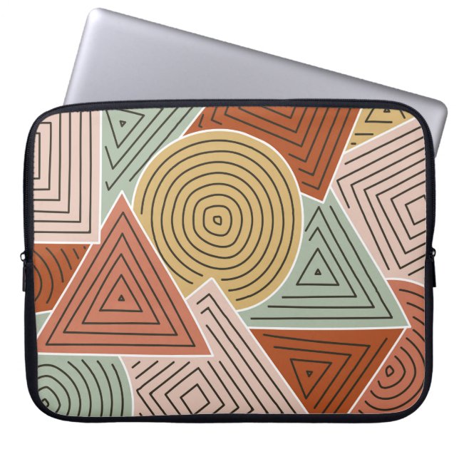 Abstraktens geometriska former och illustration av laptop fodral (Framsidan)