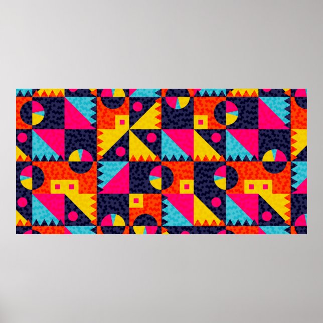 Abstraktens geometriska former. Retrofärgad illust Poster (Framsidan)
