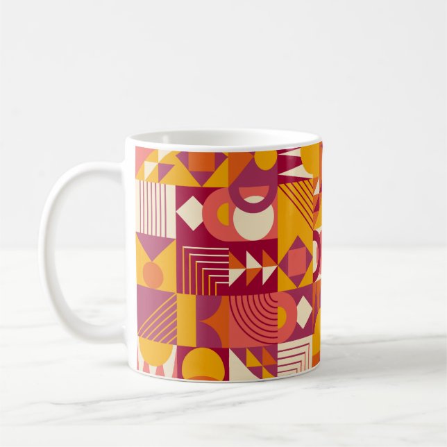 Abstraktens geometriska former sömlösa mönster kaffemugg (Vänster)