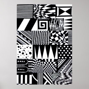 abstraktens geometriska former svarta vita mönster poster