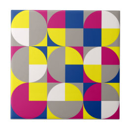 Abstraktens geometriska grått-fuchsia kakelplatta