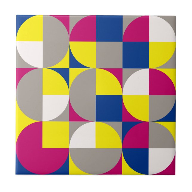 Abstraktens geometriska grått-fuchsia kakelplatta (Framsidan)