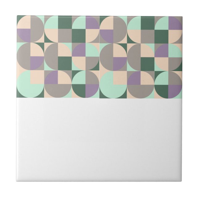 Abstraktens geometriska grönt lavender beige kakelplatta (Framsidan)