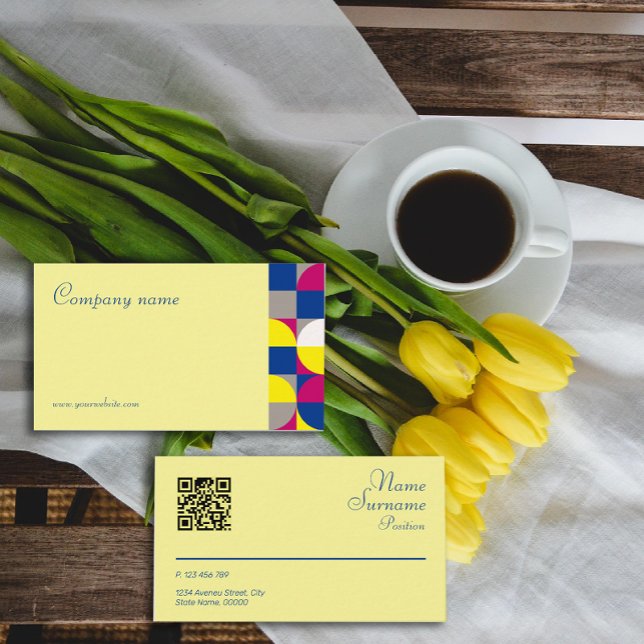 Abstraktens geometriska gult, QR-Affärskort Visitkort (Skapare uppladdad)