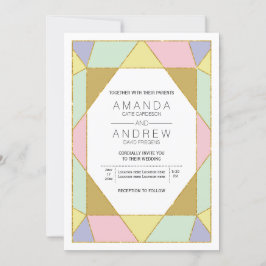 Abstraktens geometriska juvel rosa mint modern brö inbjudningar