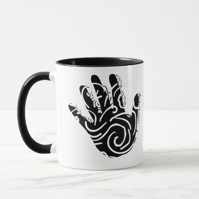 abstraktens geometriska linjekonst mugg (Vänster)