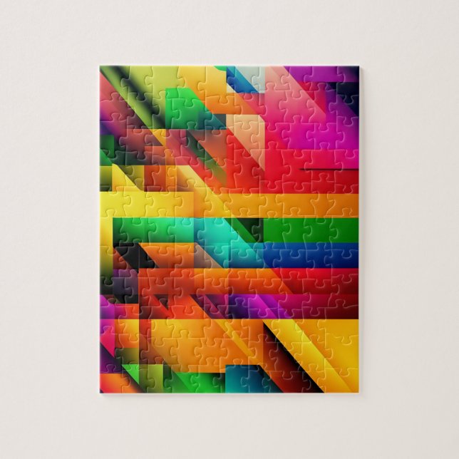 Abstraktens geometriska moderna färgstarka 3D Pussel (Vertikal)