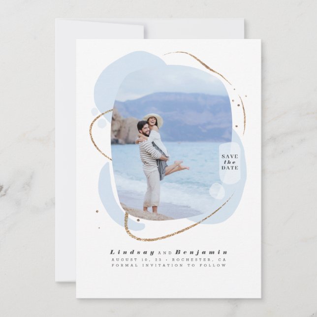 Abstraktens geometriska moderna Spara datumfoto Datumet (Framsida)