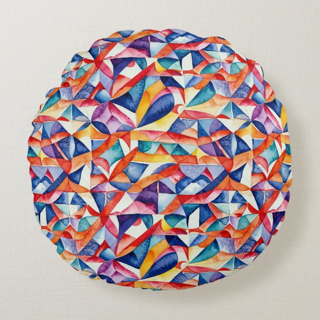 Abstraktens geometriska mönster 23 - Rund Dekorati Kudde (Framsidan)