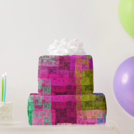 Abstraktens geometriska mönster, blått, rosa, mode presentpapper