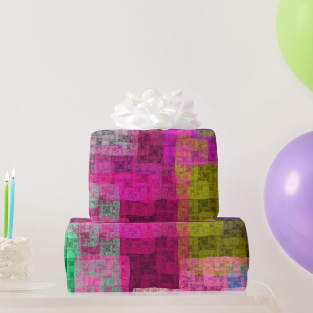 Abstraktens geometriska mönster, blått, rosa, mode presentpapper (Festgåvor)