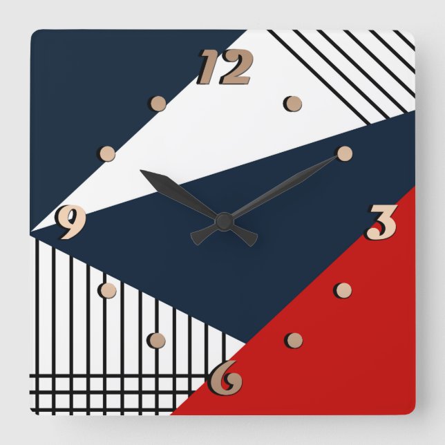 Abstraktens geometriska mönster fyrkantig klocka (Framsida)