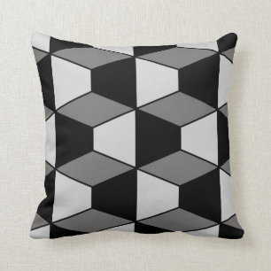Abstraktens geometriska mönster - grått och svar kudde