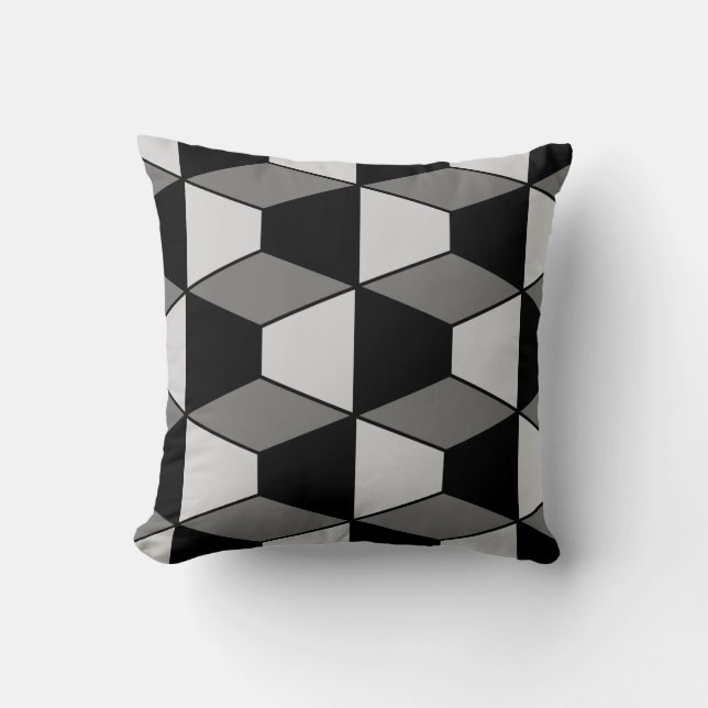 Abstraktens geometriska mönster - grått och svart. kudde (Framsida)