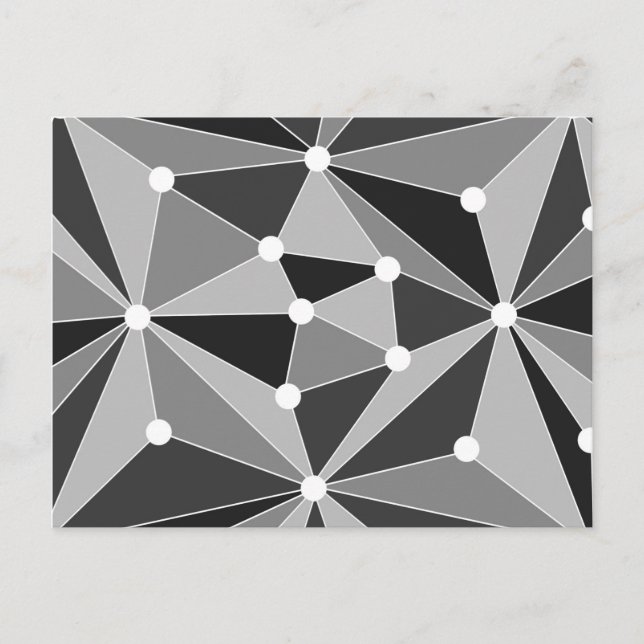 Abstraktens geometriska mönster - grått, svart och vykort (Framsida)