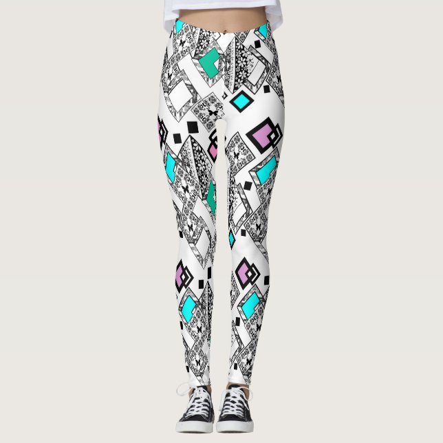 Abstraktens geometriska mönster leggings (Framsida)