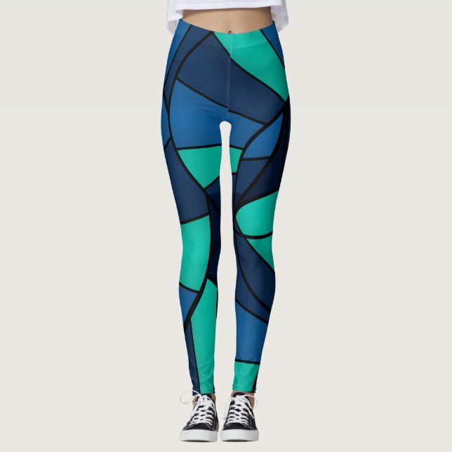Abstraktens geometriska mönster leggings (Framsida)