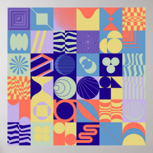 Abstraktens geometriska mönster med enkla former poster