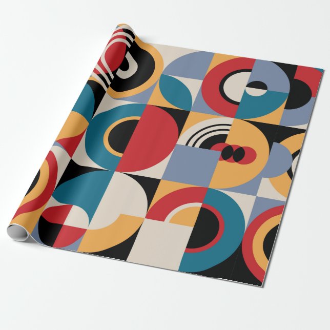 Abstraktens geometriska mönster. Memphis stil prin Presentpapper (Utrullad)