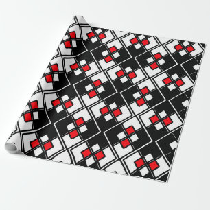 Abstraktens geometriska mönster - rött, svart oc presentpapper