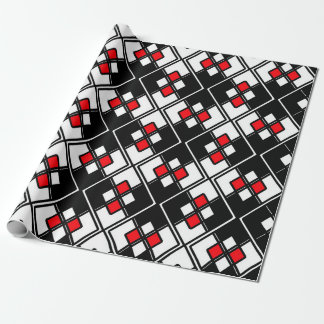 Abstraktens geometriska mönster - rött, svart och  presentpapper