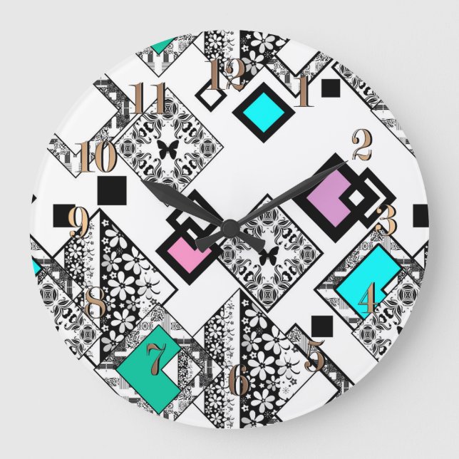 Abstraktens geometriska mönster stor klocka (Framsida)