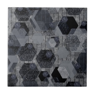Abstraktens geometriska mönster, svart och grått. kakelplatta