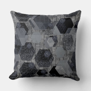 Abstraktens geometriska mönster, svart och grått. kudde