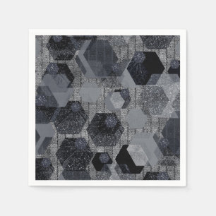 Abstraktens geometriska mönster, svart och grått. pappersservett
