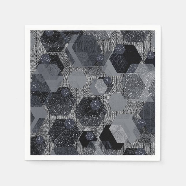 Abstraktens geometriska mönster, svart och grått. pappersservett (Framsidan)