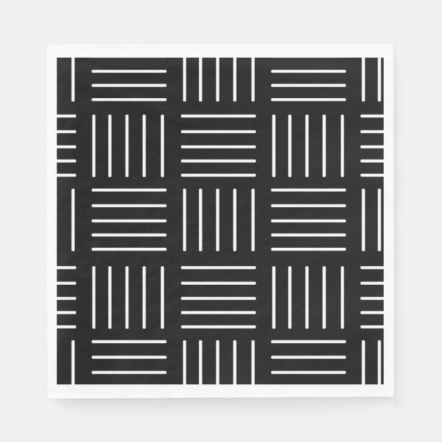 Abstraktens geometriska mönster - svart och vitt. pappersservett (Framsidan)