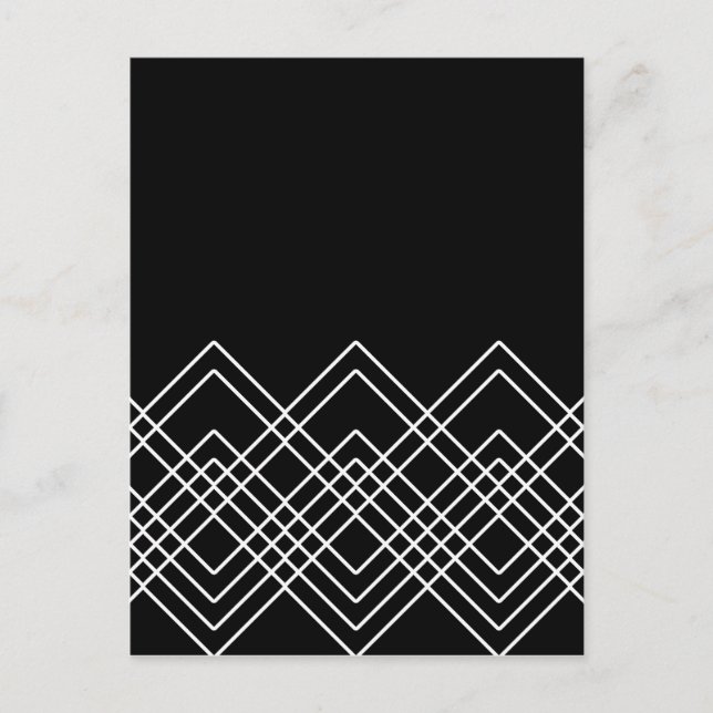 Abstraktens geometriska mönster - svart och vitt. vykort (Framsida)