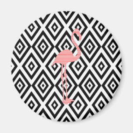 Abstraktens geometriska mönster - svart - rosa fla magnet