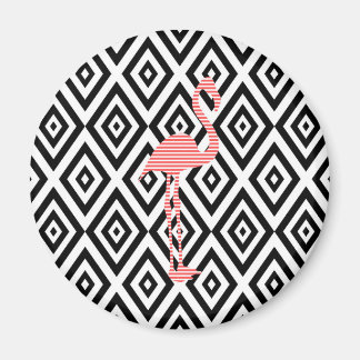 Abstraktens geometriska mönster - svart - rosa fla magnet