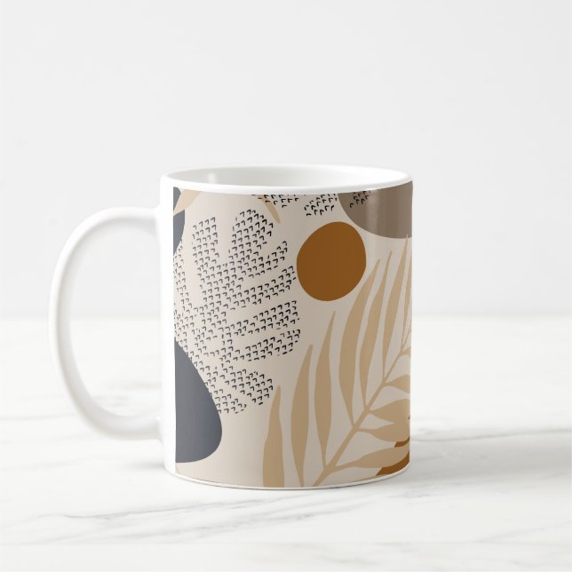 Abstraktens geometriska, naturliga former i minima kaffemugg (Vänster)