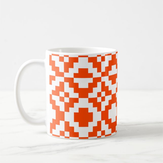 Abstraktens geometriska pixelmått, sömlöst mönster kaffemugg (Vänster)