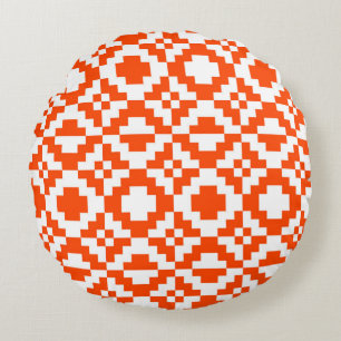 Abstraktens geometriska pixelmått, sömlöst mönster rund kudde