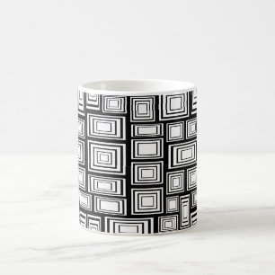 Abstraktens geometriska rutor, svarta och vita mön kaffemugg