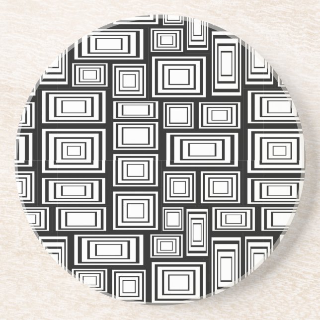 Abstraktens geometriska rutor, svarta och vita mön underlägg sandsten (Framsidan)