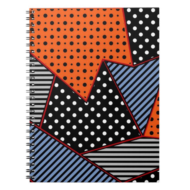 Abstraktens geometriska sammansättning: Orange Blu Anteckningsbok (Framsidan)