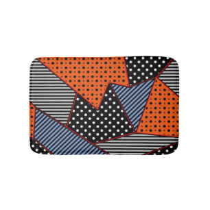 Abstraktens geometriska sammansättning: Orange Blu Badrumsmatta