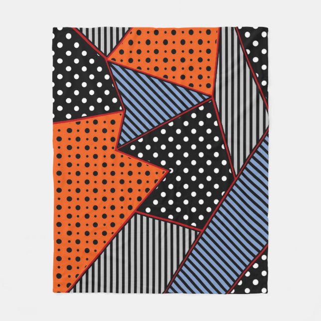 Abstraktens geometriska sammansättning: Orange Blu Fleecefilt (Framsidan)