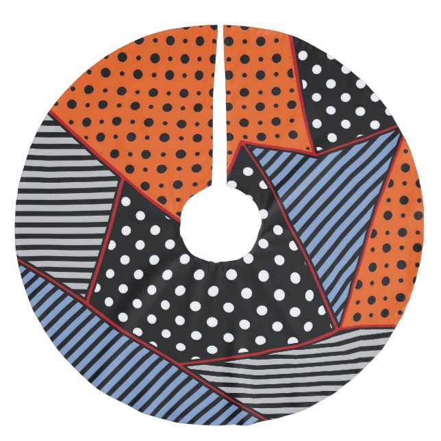 Abstraktens geometriska sammansättning: Orange Blu Julgransmatta Borstad Polyester (Framsidan)