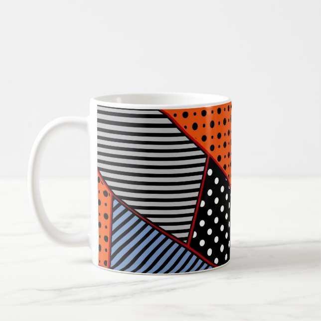 Abstraktens geometriska sammansättning: Orange Blu Kaffemugg (Vänster)