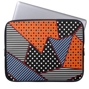 Abstraktens geometriska sammansättning: Orange Blu Laptop Fodral