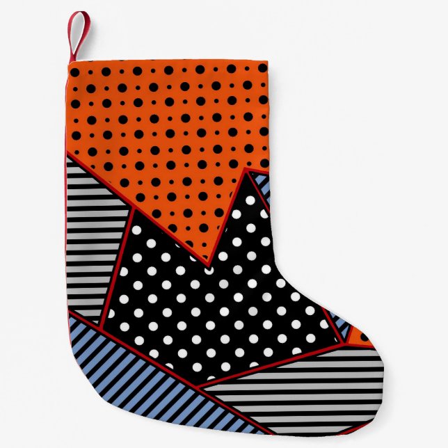 Abstraktens geometriska sammansättning: Orange Blu Liten Julstrumpa (Framsidan)