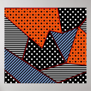 Abstraktens geometriska sammansättning: Orange Blu Poster