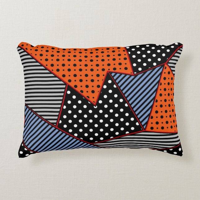 Abstraktens geometriska sammansättning: Orange Blu Prydnadskudde (Framsidan)
