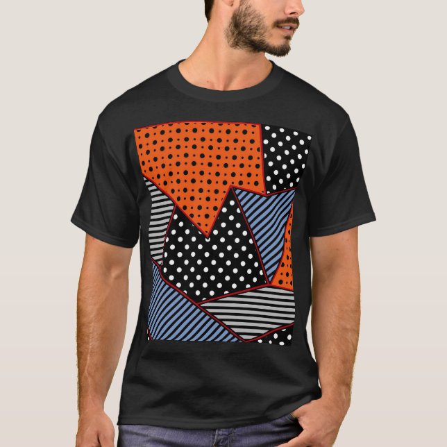 Abstraktens geometriska sammansättning: Orange Blu T Shirt (Framsida)