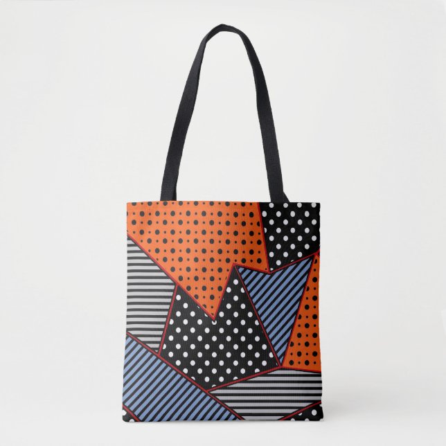 Abstraktens geometriska sammansättning: Orange Blu Tygkasse (Framsida)